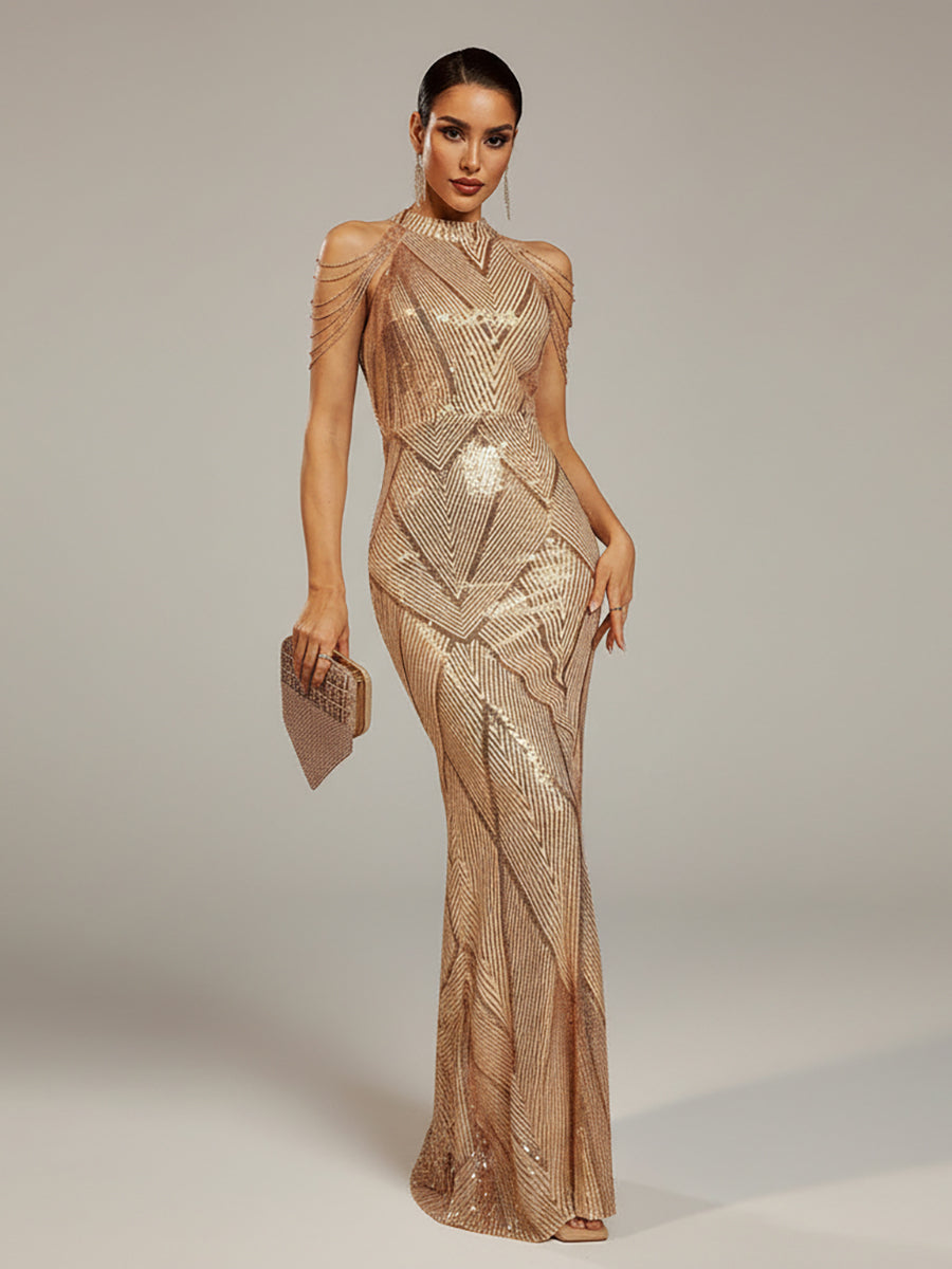 Perla Beaded Chain Maxi Dress