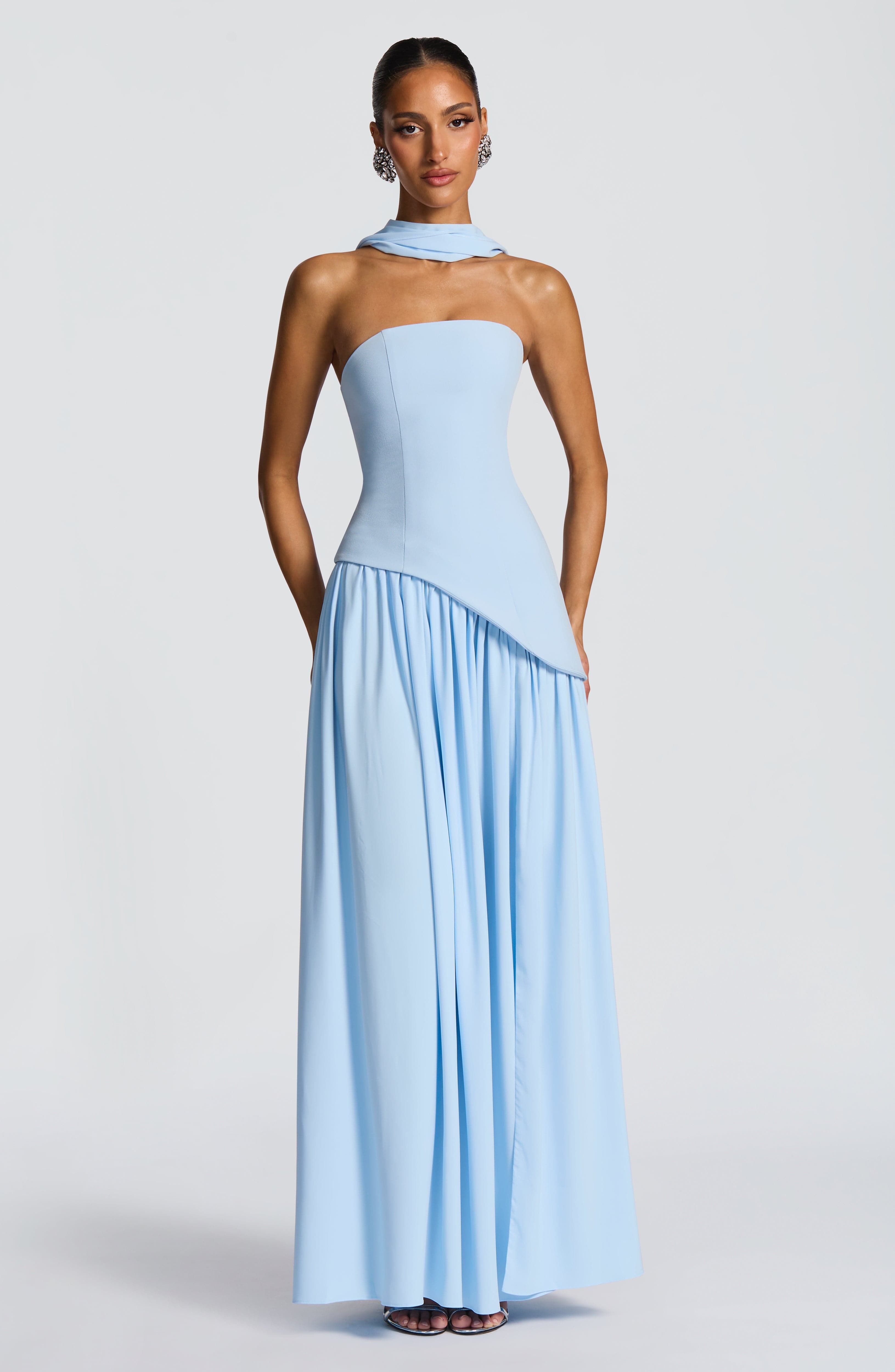 Maliyah Maxi Elbise - Bebek Mavisi