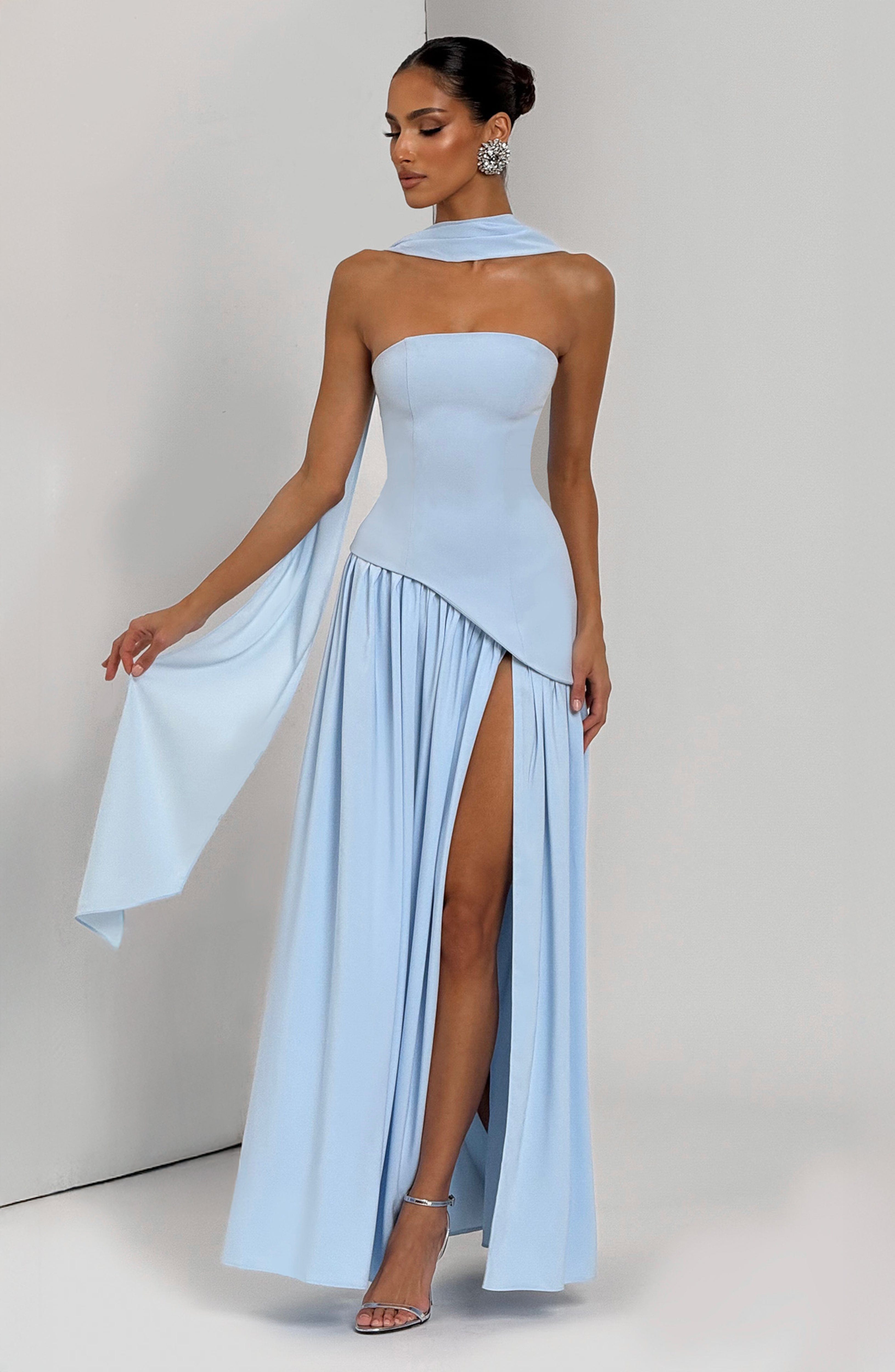 Maliyah Maxi Elbise - Bebek Mavisi