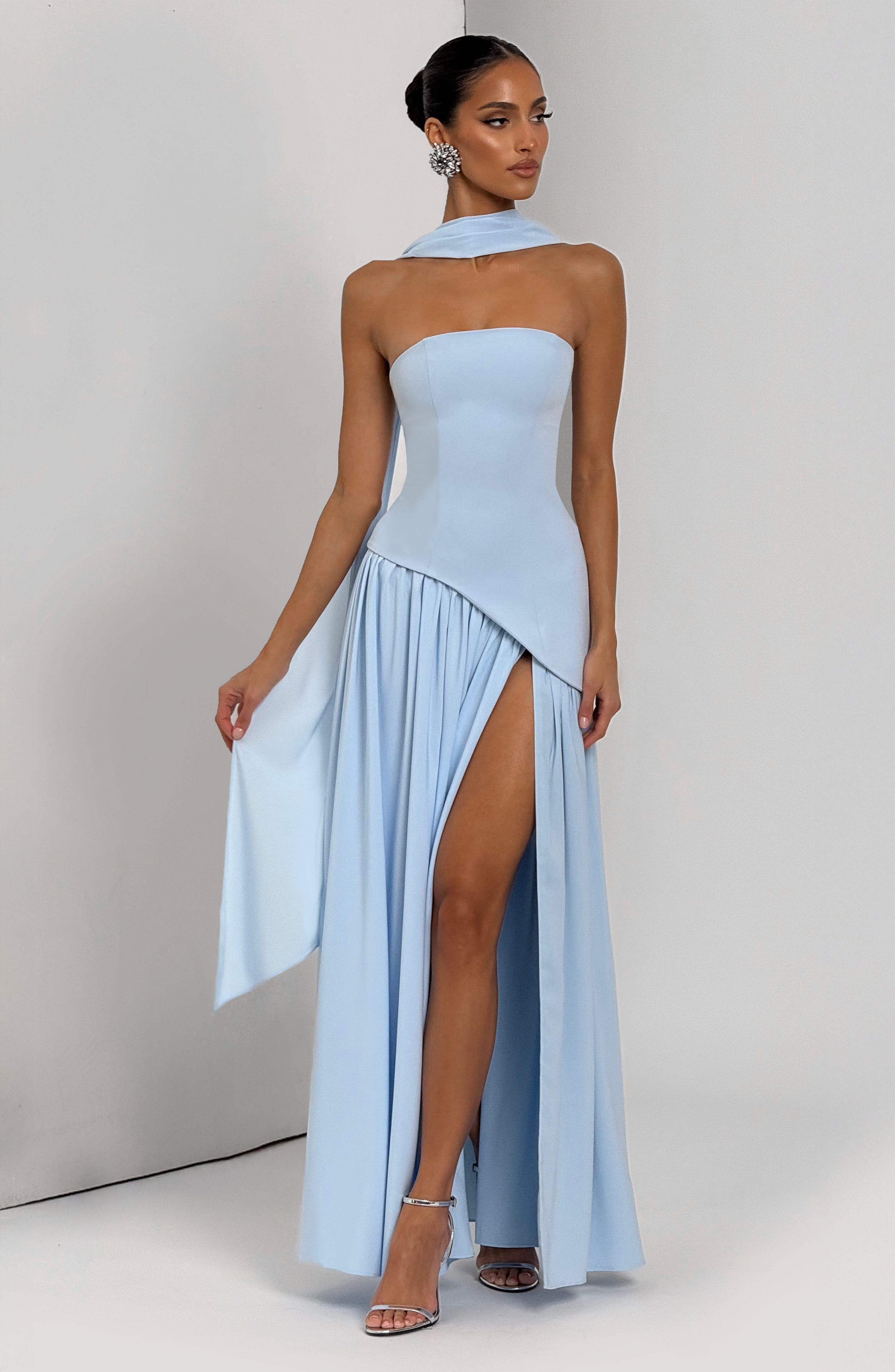 Maliyah Maxi Elbise - Bebek Mavisi