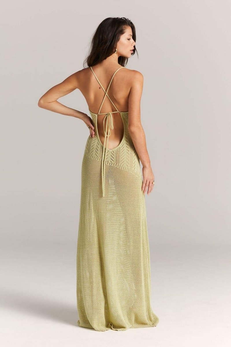 Marjorie Çiçek Kesimli Tığ İşi Uzun Elbise