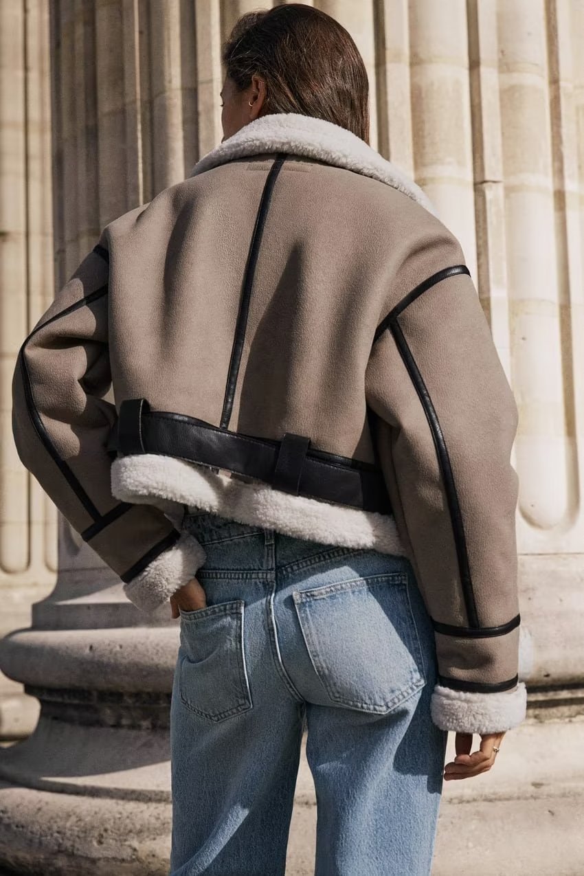 Maureen Belted Contrasting Fur Jacket