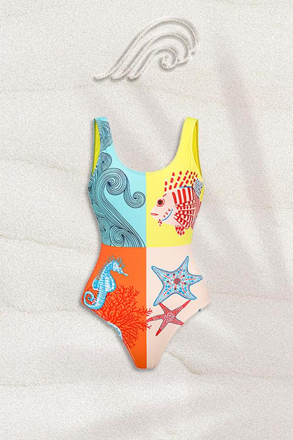 Mavis Ocean Print Swimsuit