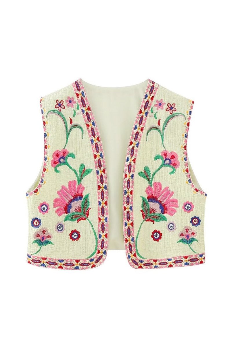 Maxine Offene Weste mit Blumenstickerei
