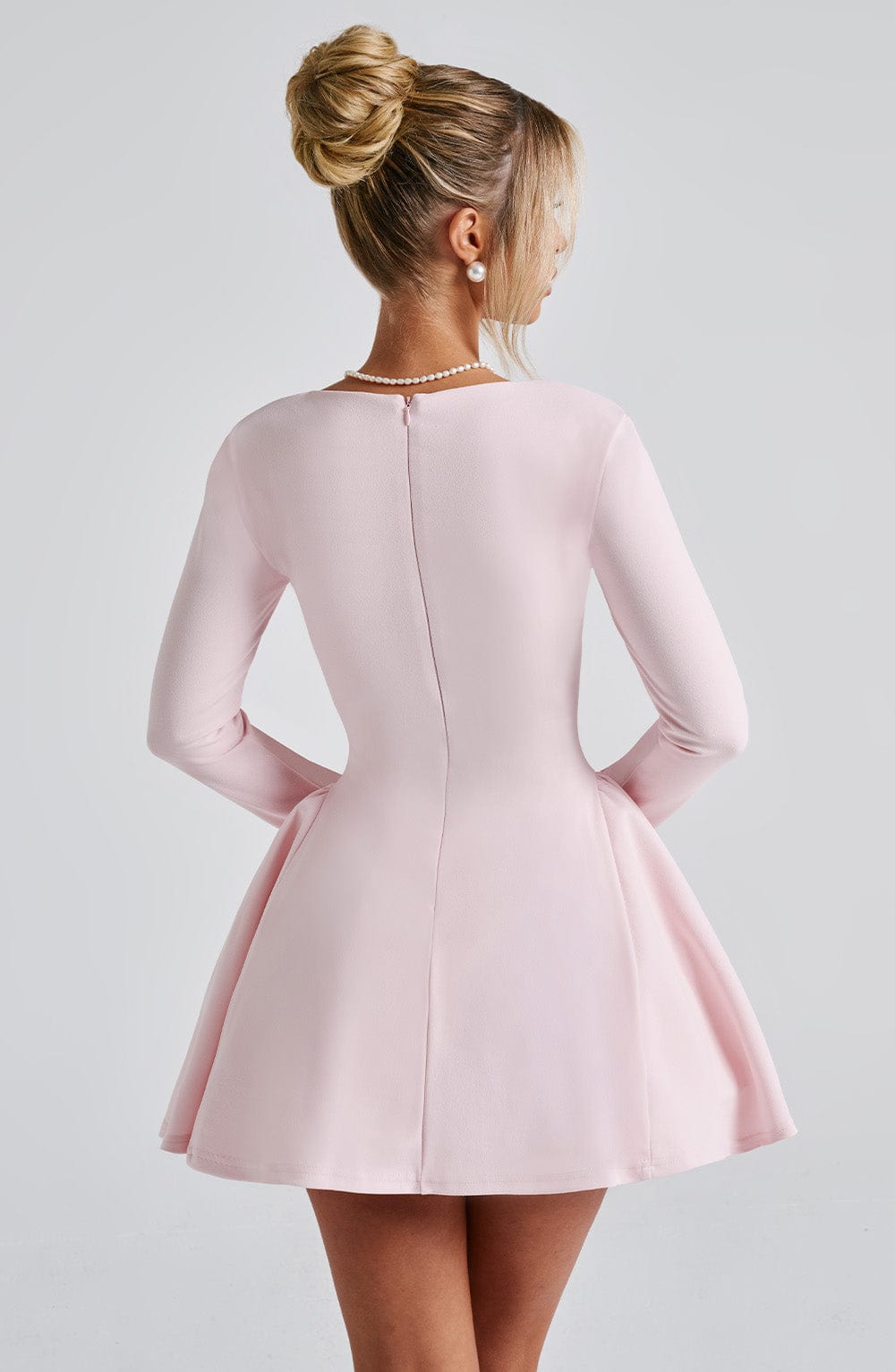 Pudra Pembe Fırfır Detaylı Mini Elbise