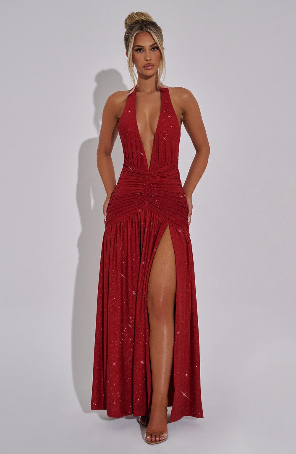Melania Maxi Dress - Red Glitter