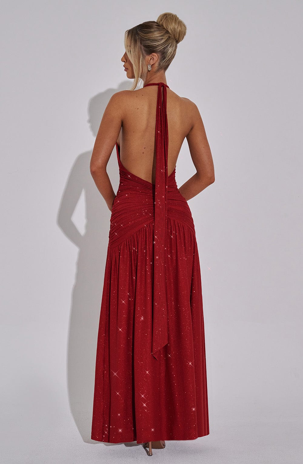 Melania Maxi Dress - Red Glitter