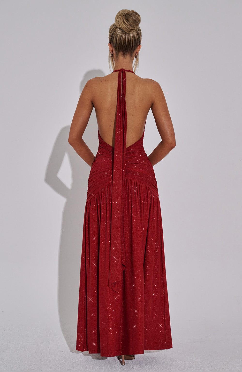 Melania Maxi Dress - Red Glitter