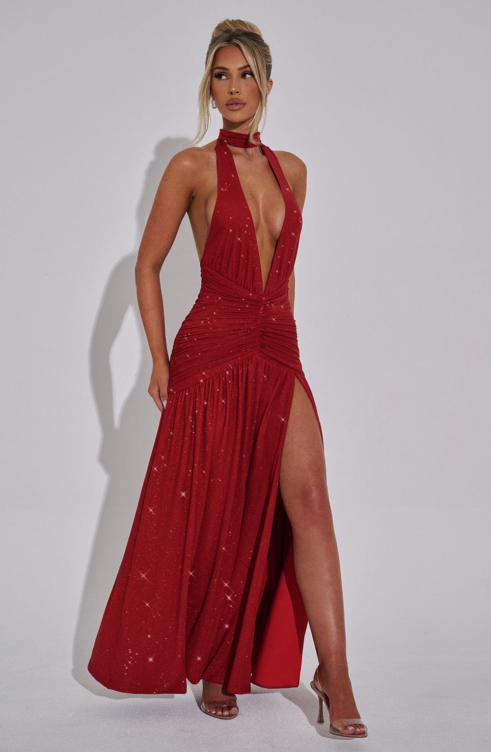 Melania Maxi Dress - Red Glitter