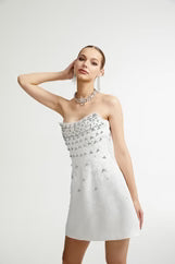 Esdelado Melisande White Embellished Mini Dress