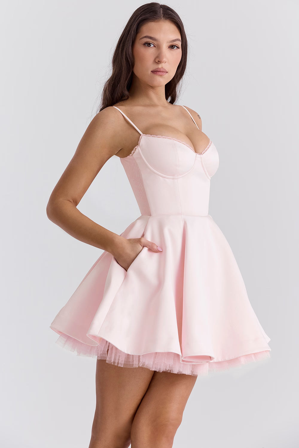 Minimoiselle Vintage Krem Tül Mini Elbise