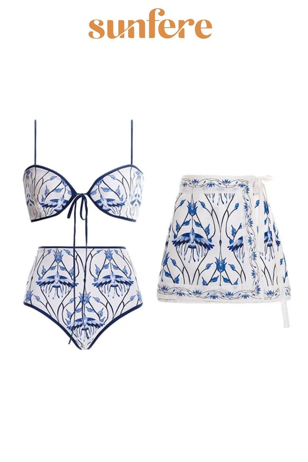 Miriam Printed Three-Piece Bikini Set