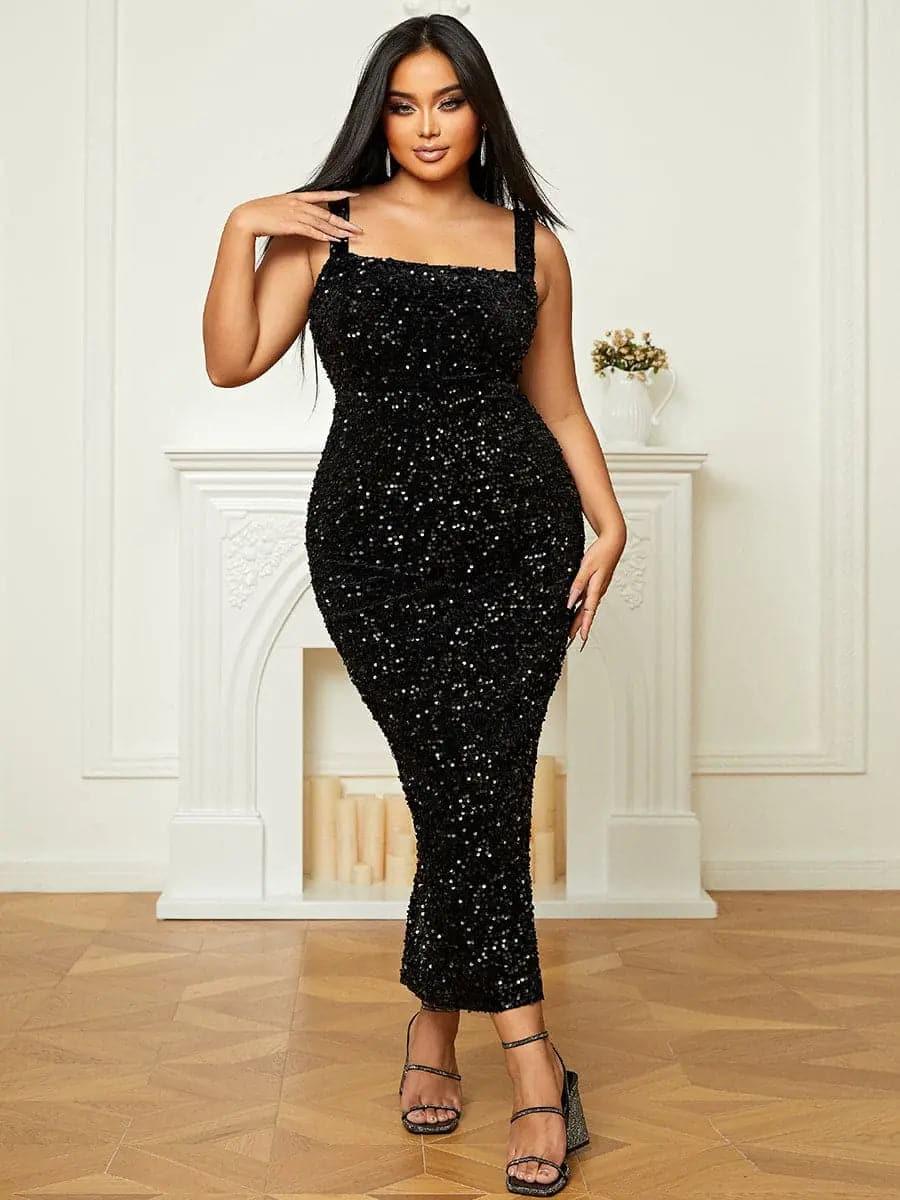 Romilly Cocktail-Maxikleid mit eckigem Ausschnitt
