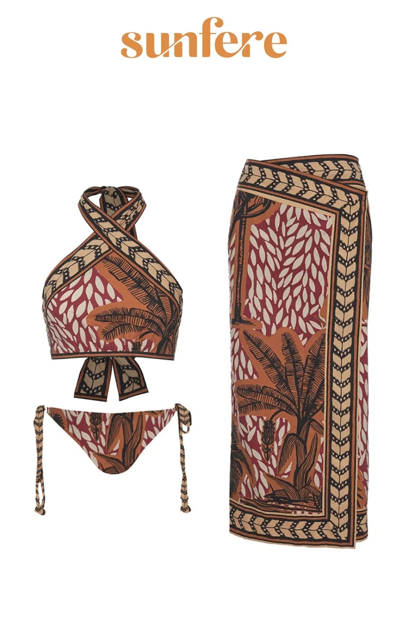 Moira Printed Three-Piece Bikini Set