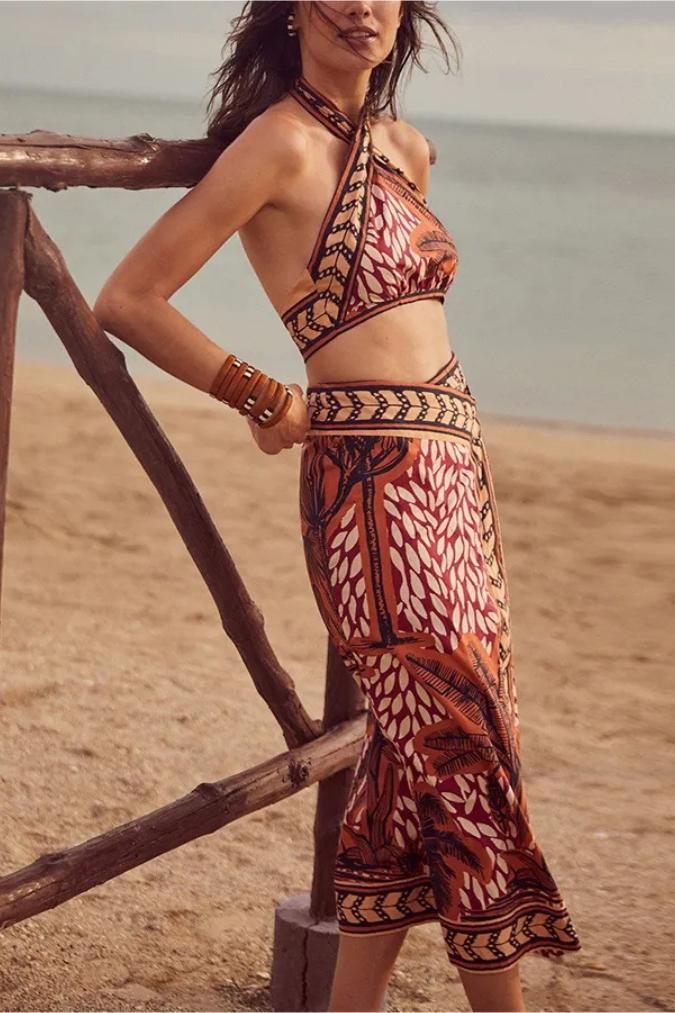 Moira Printed Three-Piece Bikini Set