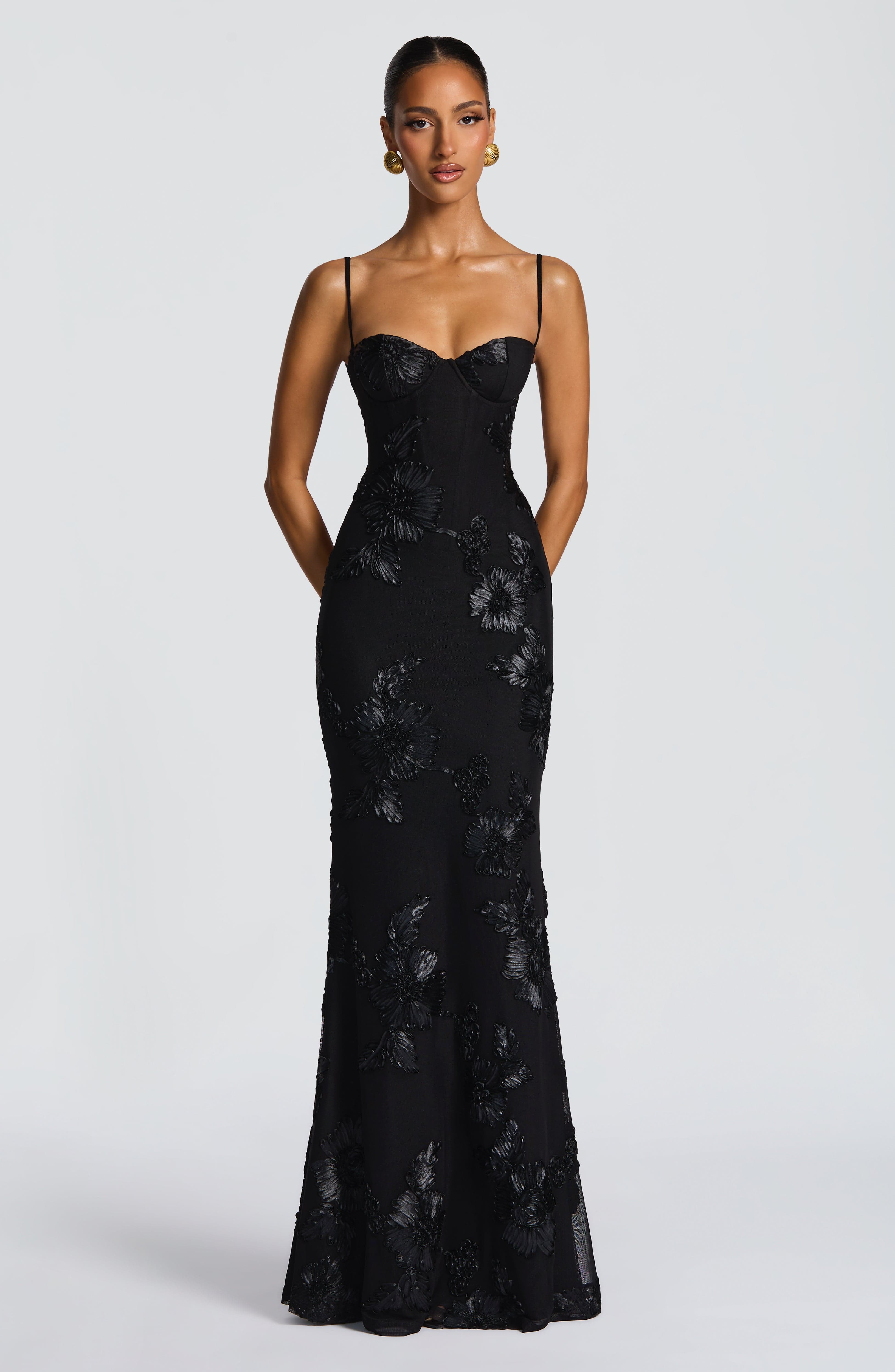 Nefertiti Maxi Elbise - Siyah