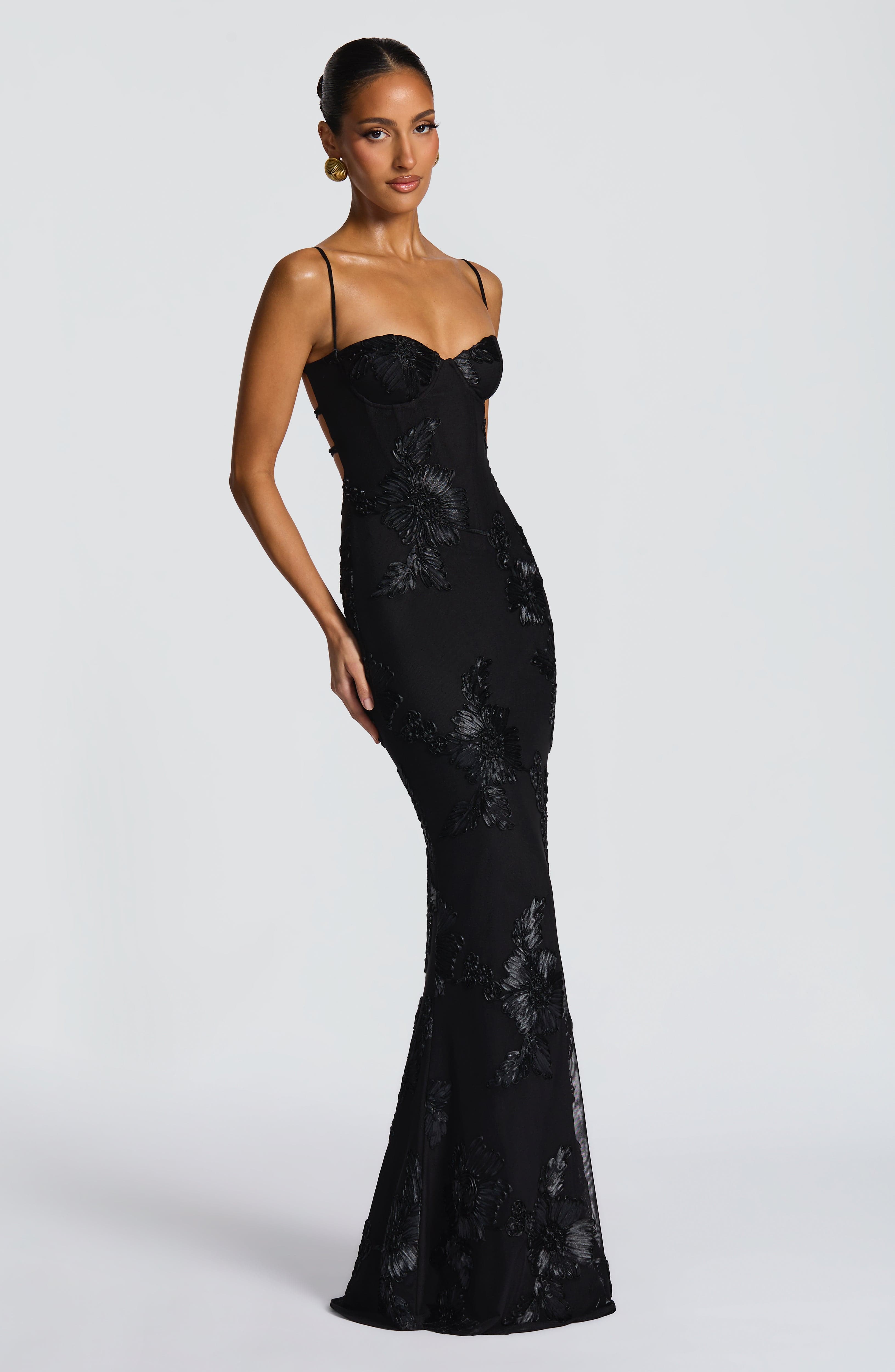 Nefertiti Maxi Elbise - Siyah