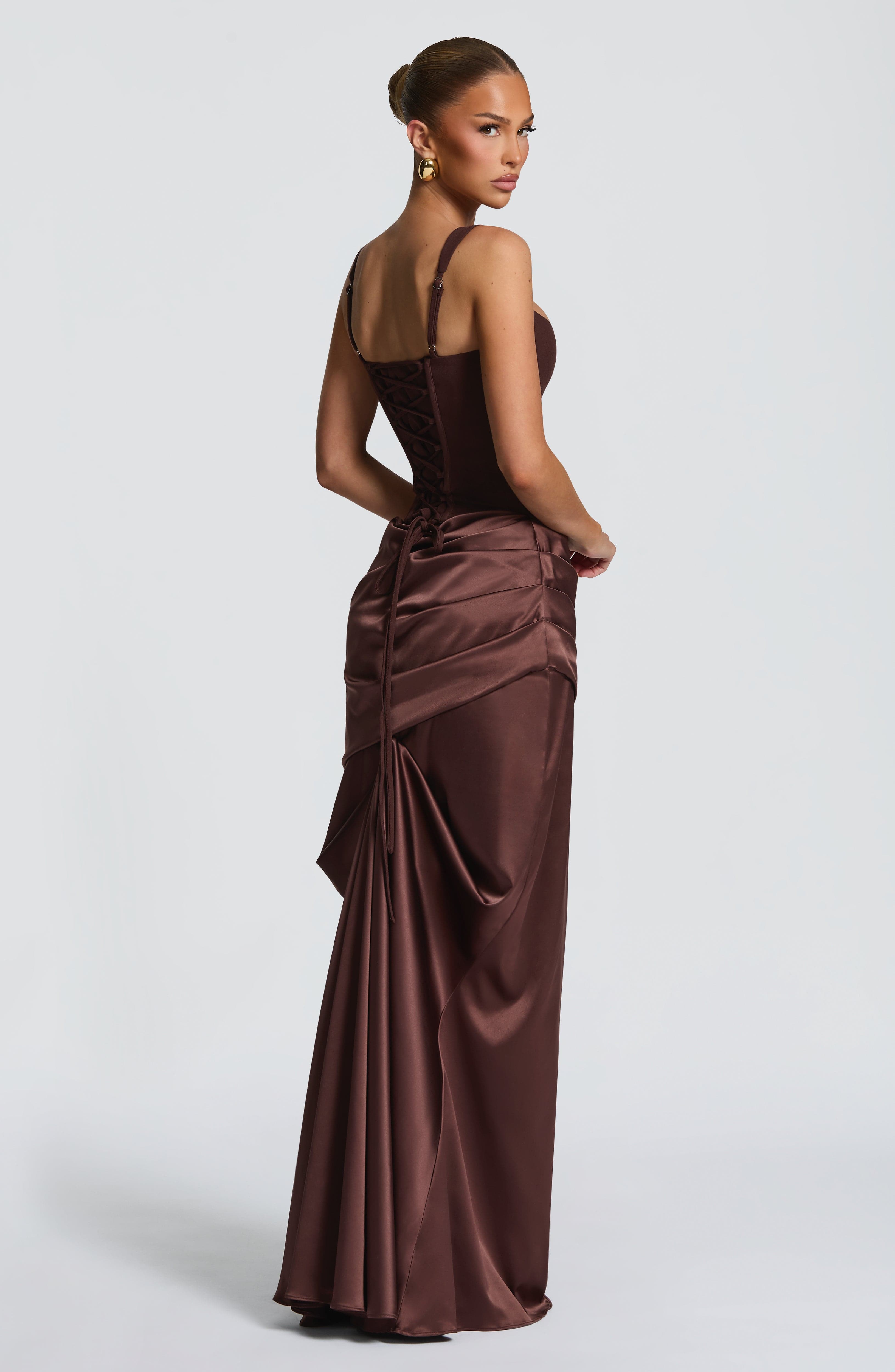 Nixie Maxi Corset - Plum Brown