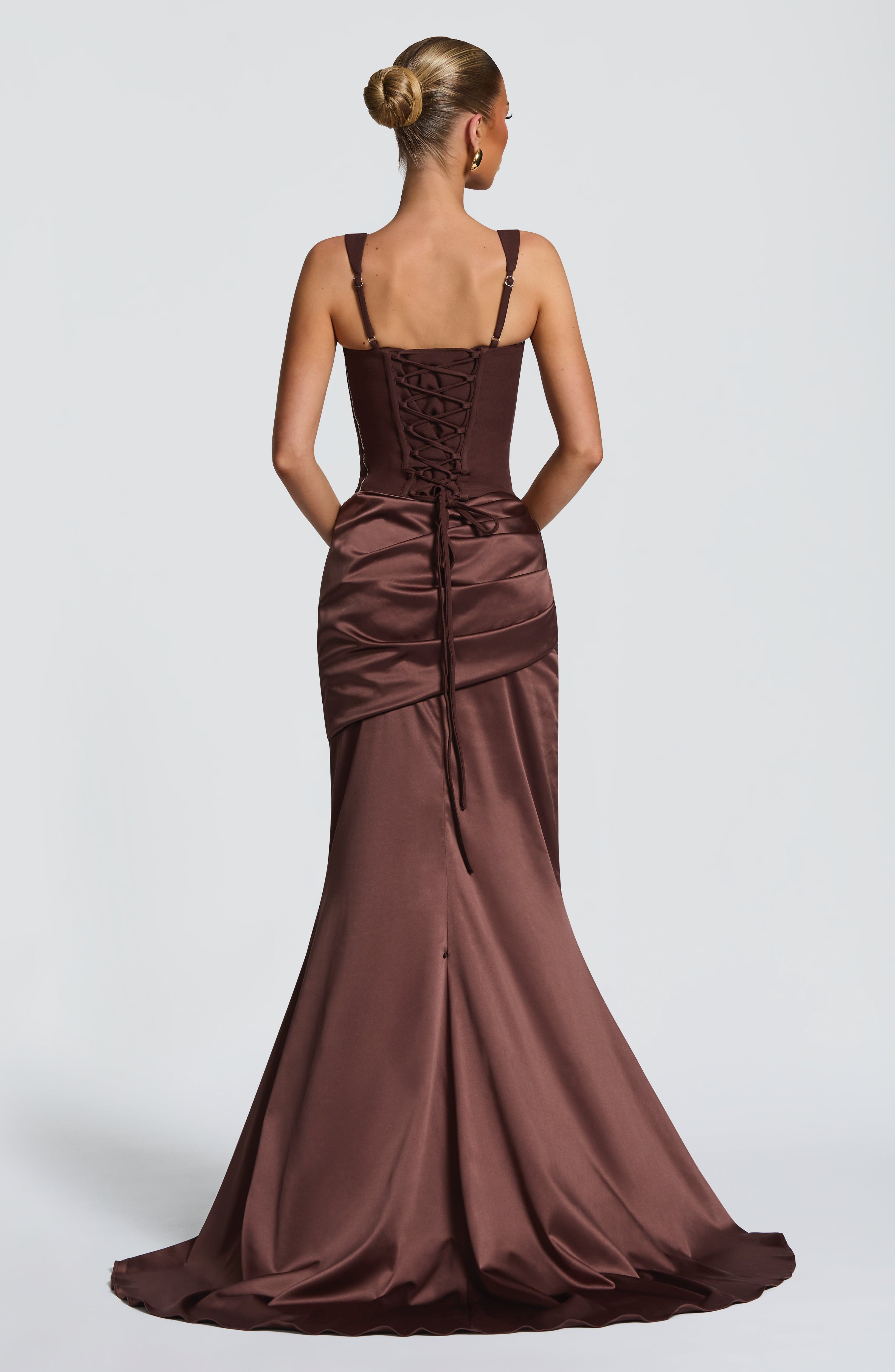 Nixie Maxi Corset - Plum Brown