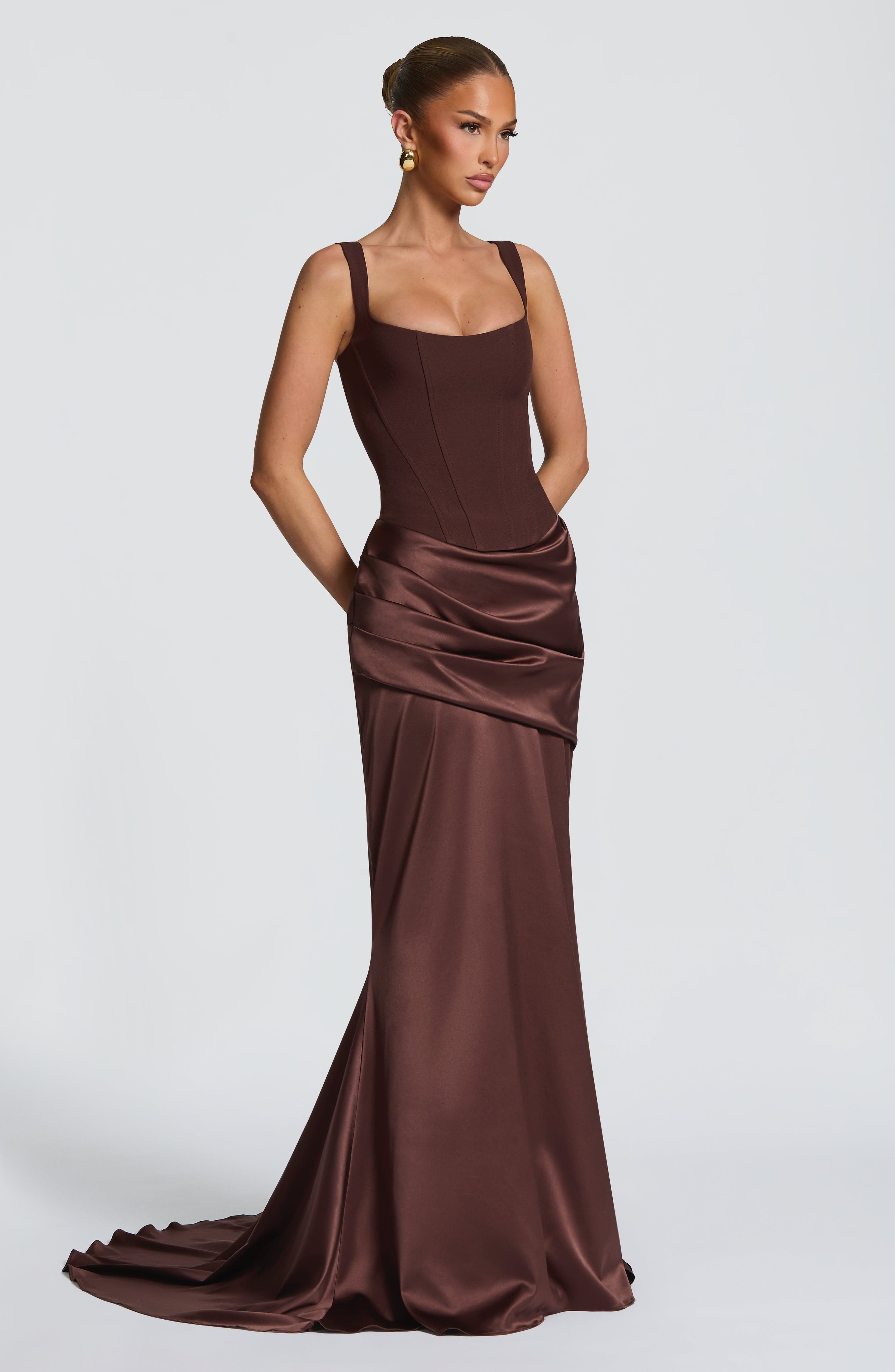 Nixie Maxi Corset - Plum Brown
