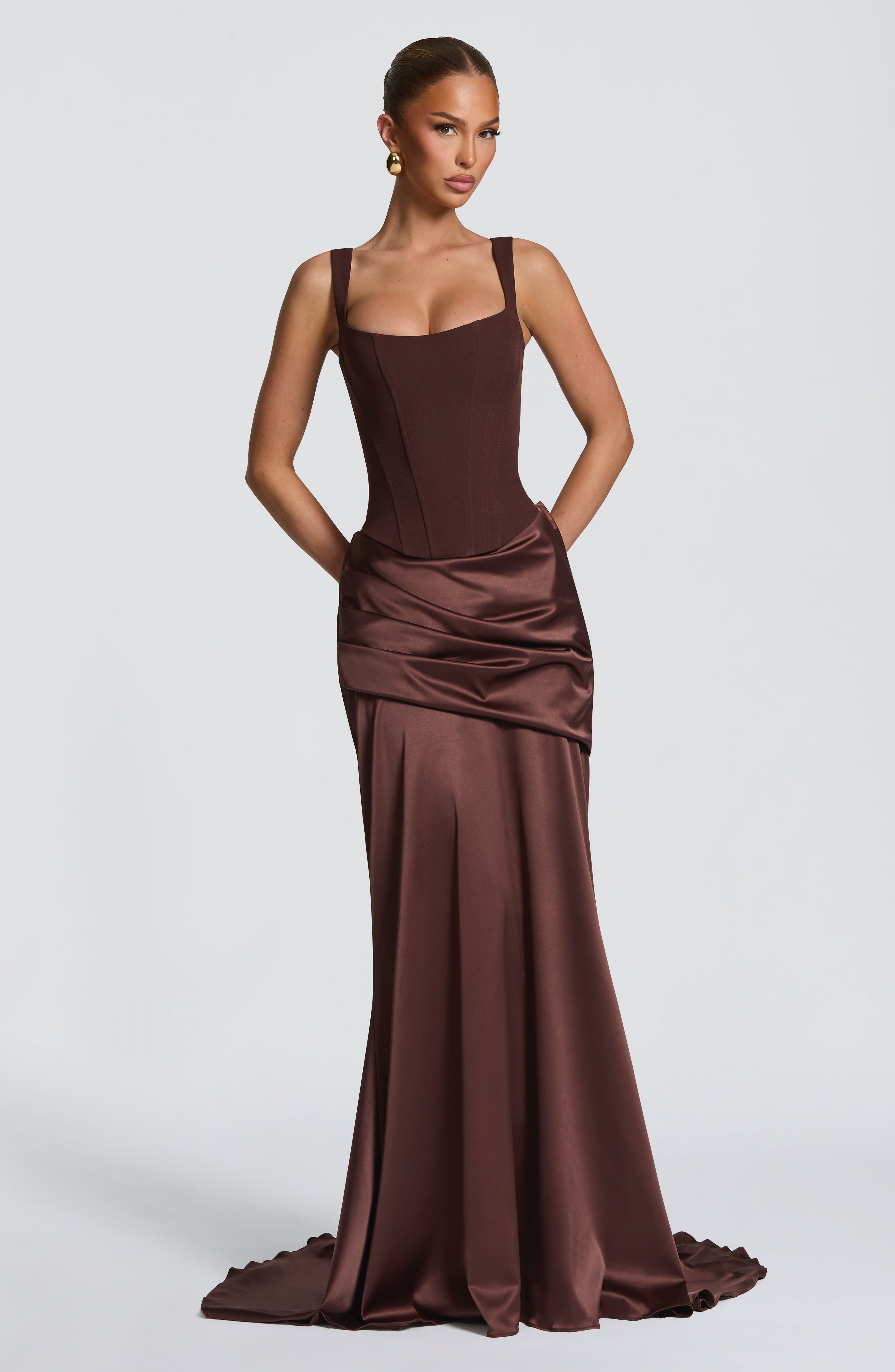 Nixie Maxi Corset - Plum Brown