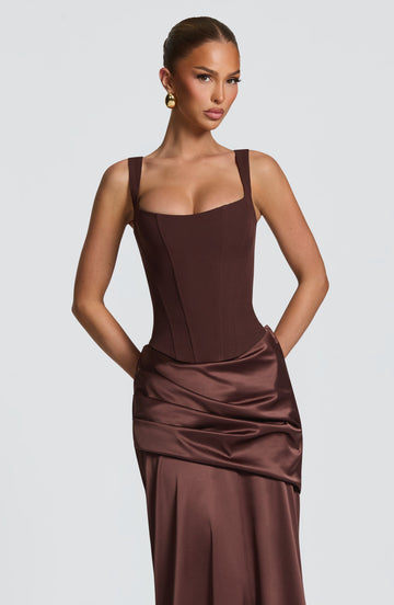 Nixie Maxi Corset - Plum Brown
