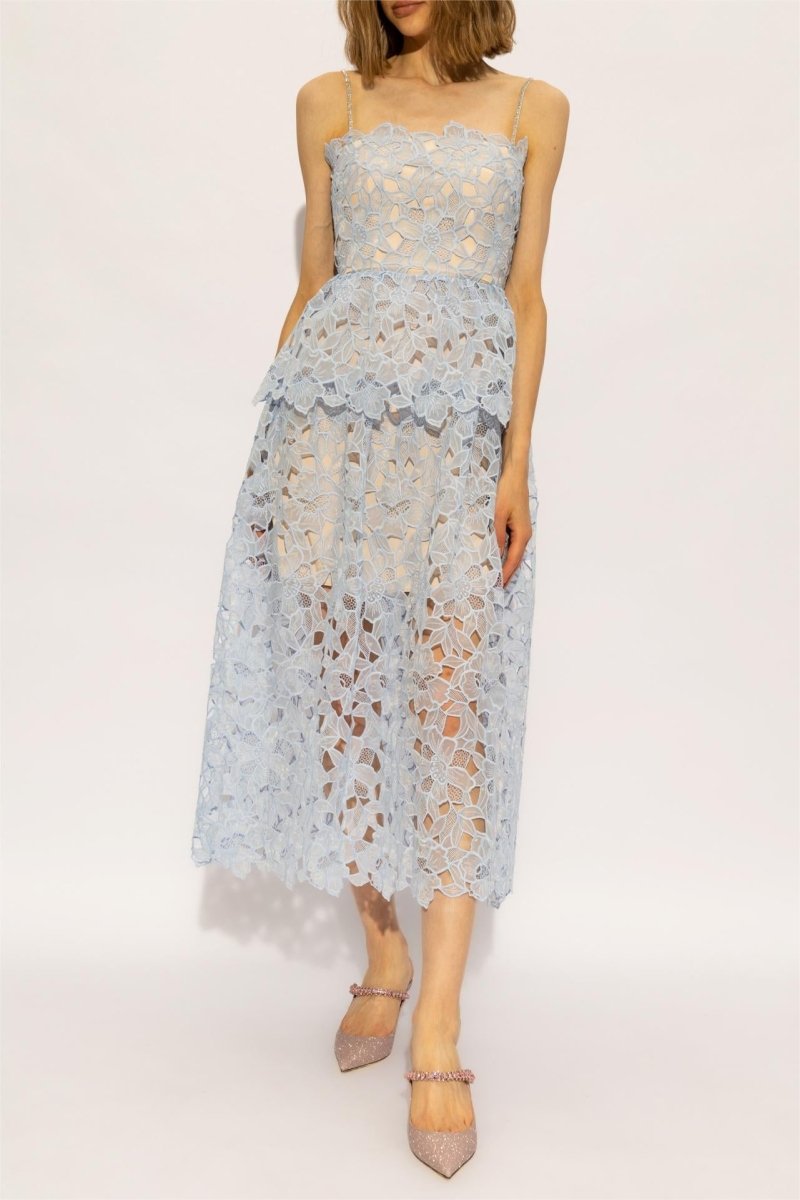 Ophelia Spitzenkleid mit Lagen und Trägern, Midi-Länge