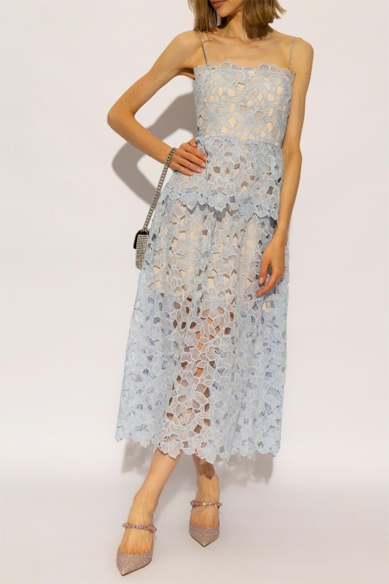 Ophelia Spitzenkleid mit Lagen und Trägern, Midi-Länge