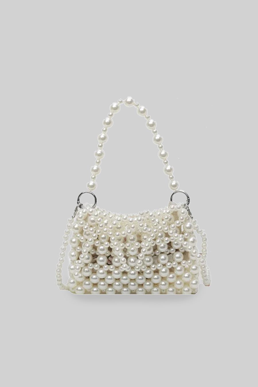 Perlenverzierte Tasche – Weiß