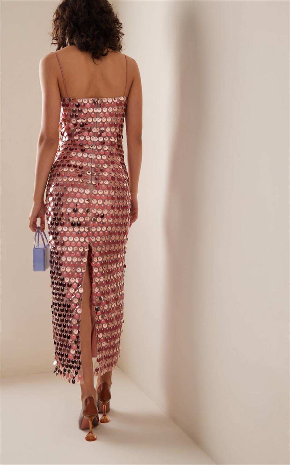 Funkelndes Meerjungfrauen-Pailletten-Maxikleid mit Schlitz