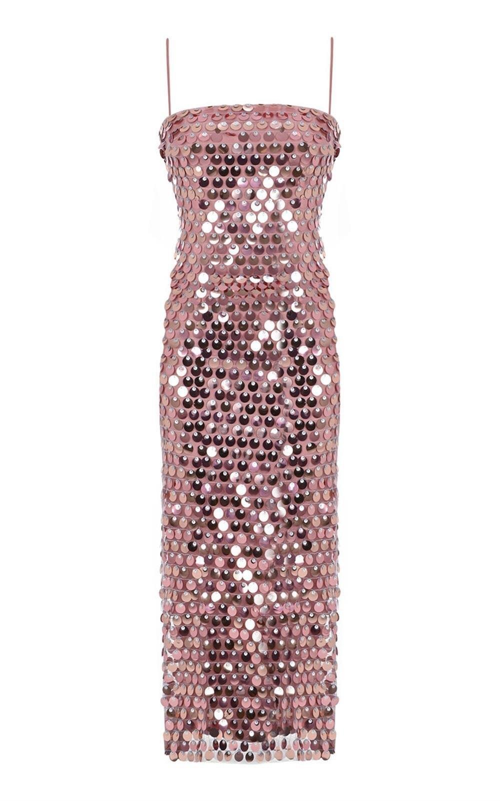 Funkelndes Meerjungfrauen-Pailletten-Maxikleid mit Schlitz