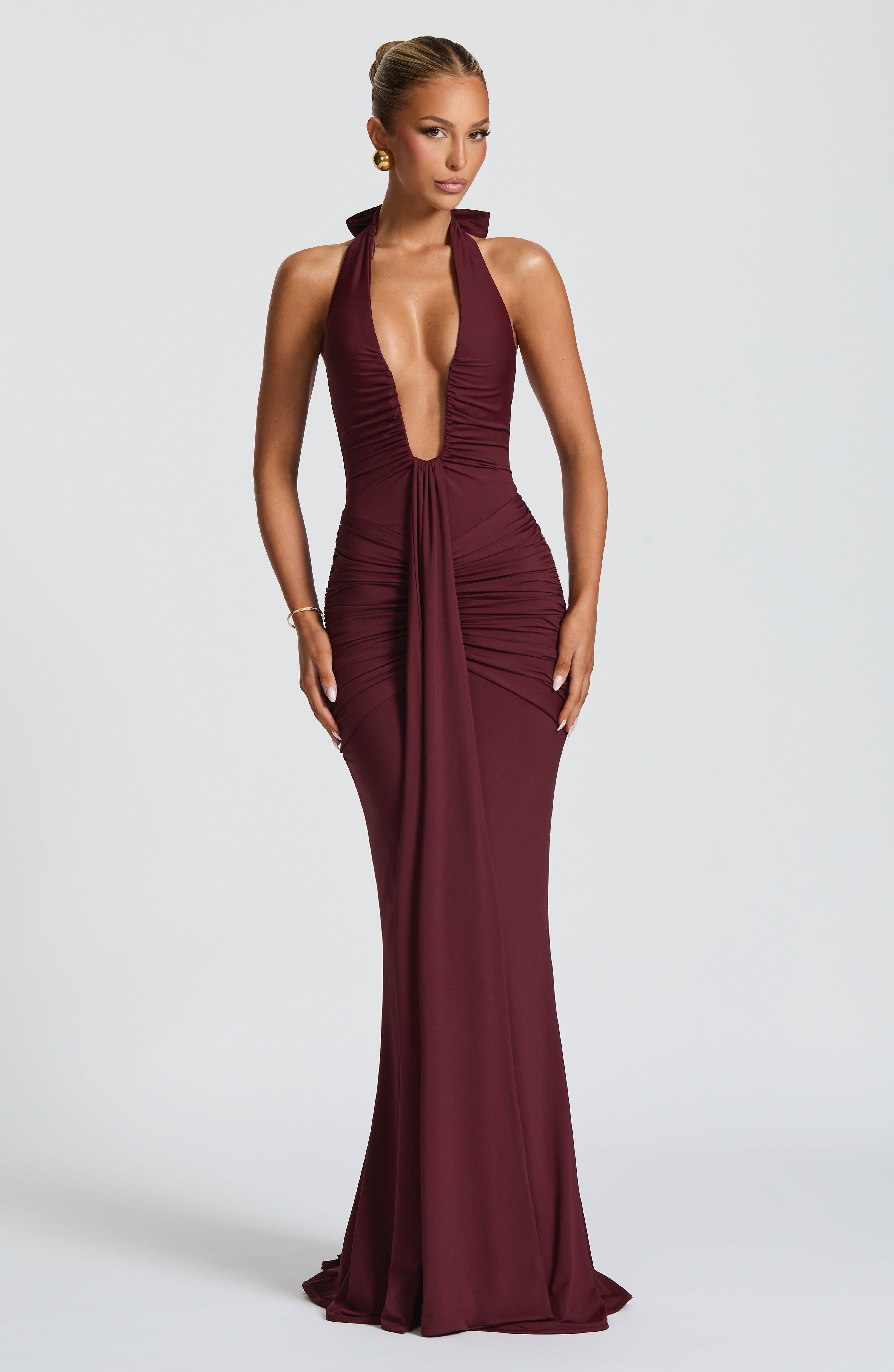 Rosetta Maxi Elbise - Bordo