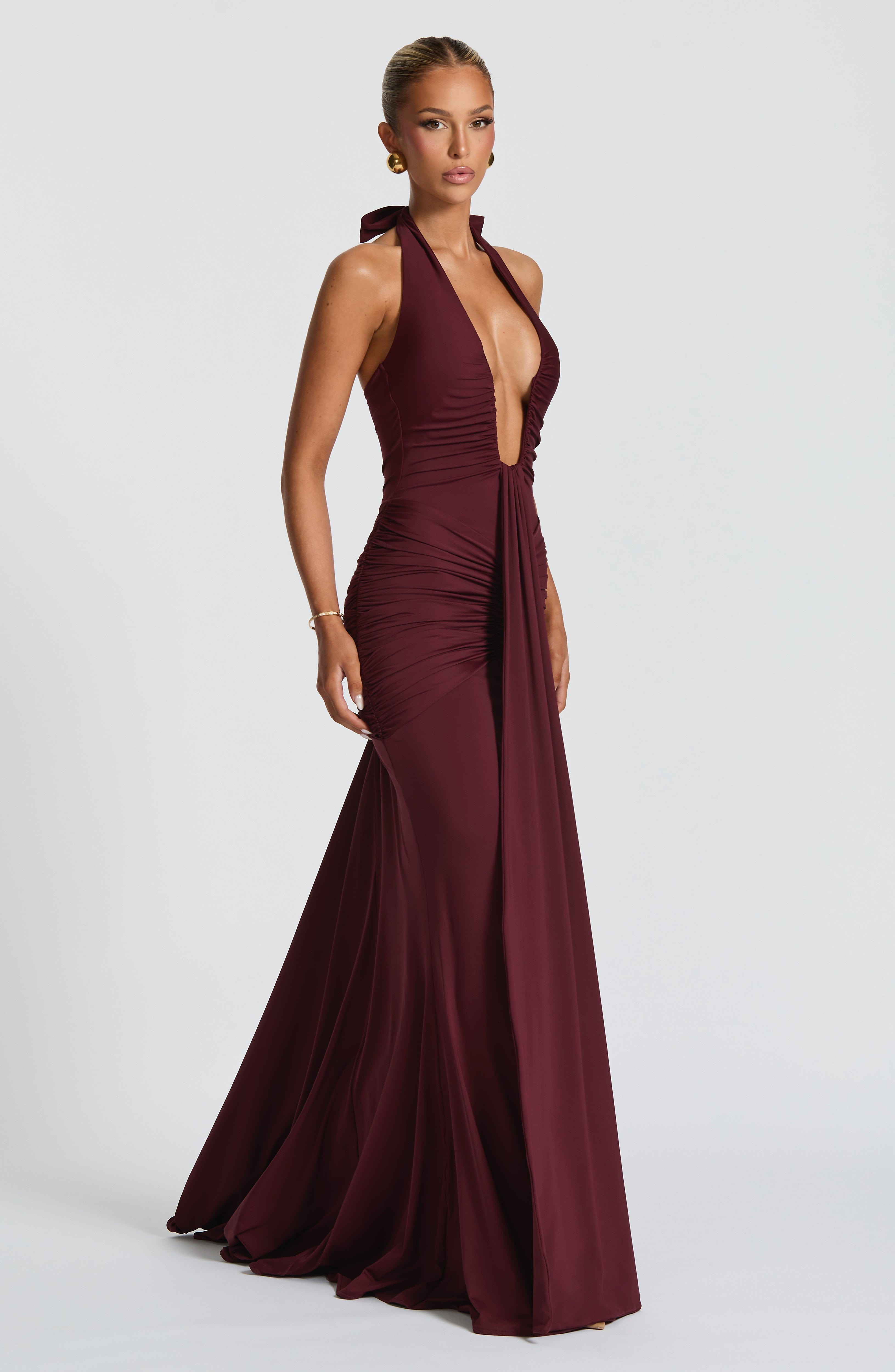 Rosetta Maxi Elbise - Bordo