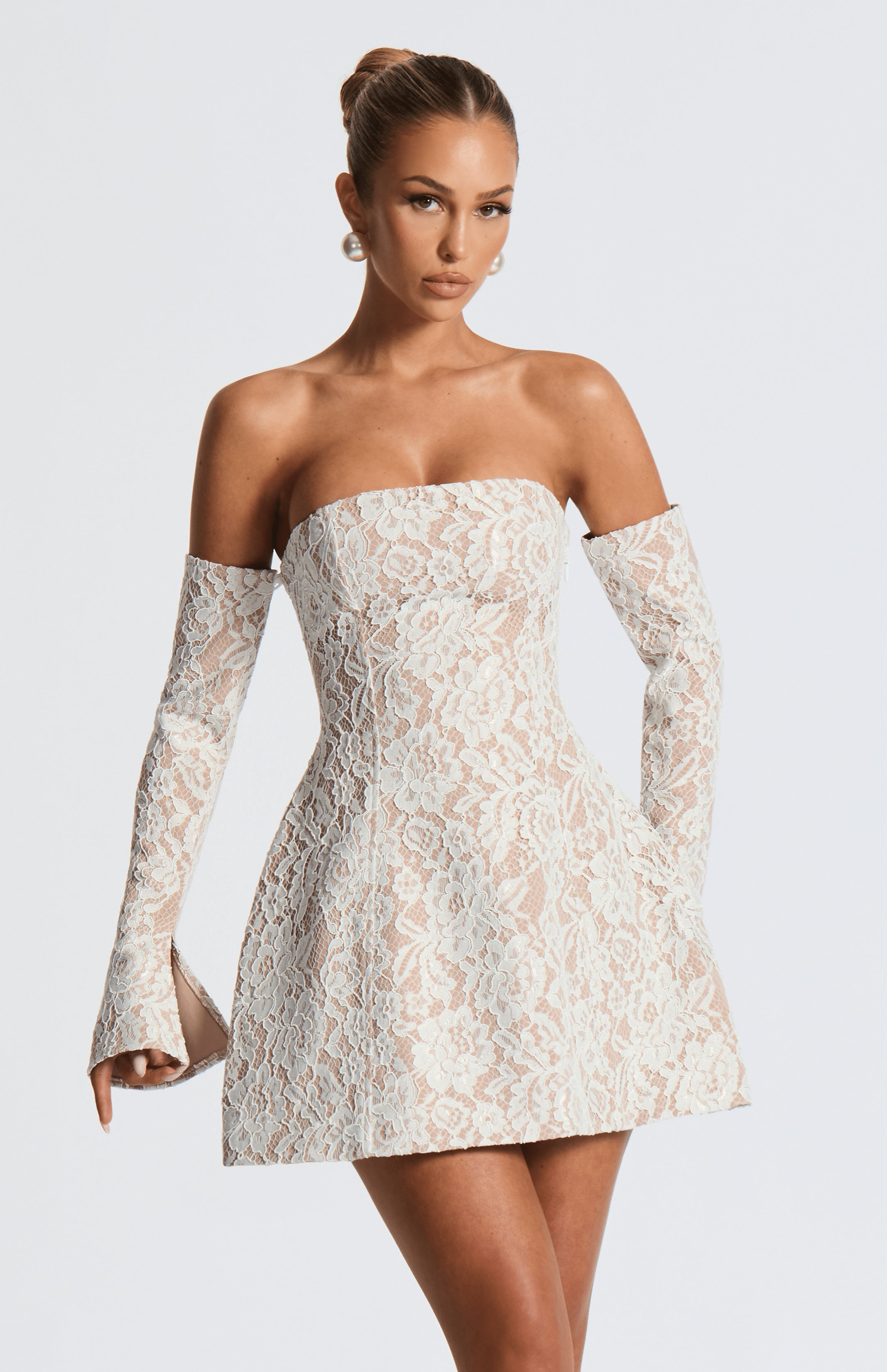 Salone Mini Elbise - Fildişi