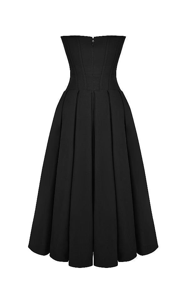 Lady Black Strapless Midi Elbise