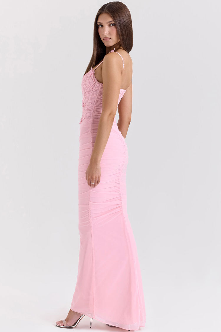 Maxikleid mit Schmetterlingsapplikationen, Spitze, Strick, Meerjungfrauenschnitt