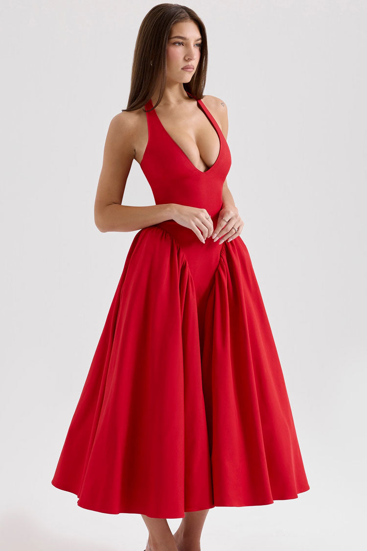 Tailliertes, ausgestelltes Cocktail-Midikleid