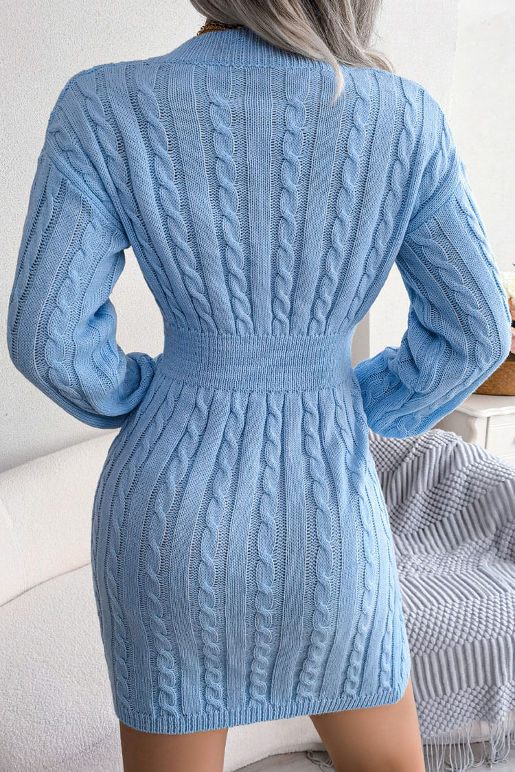 Winterliches Fischer-Strickminikleid - Blau