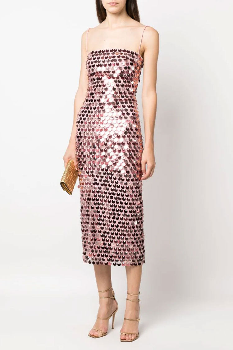 Funkelndes Meerjungfrauen-Pailletten-Maxikleid mit Schlitz