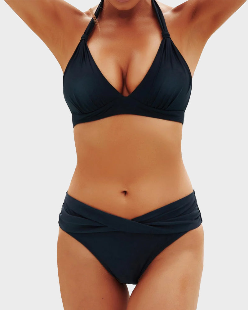 Vintage Boyundan Bağlamalı Bikini Mayo Takımı