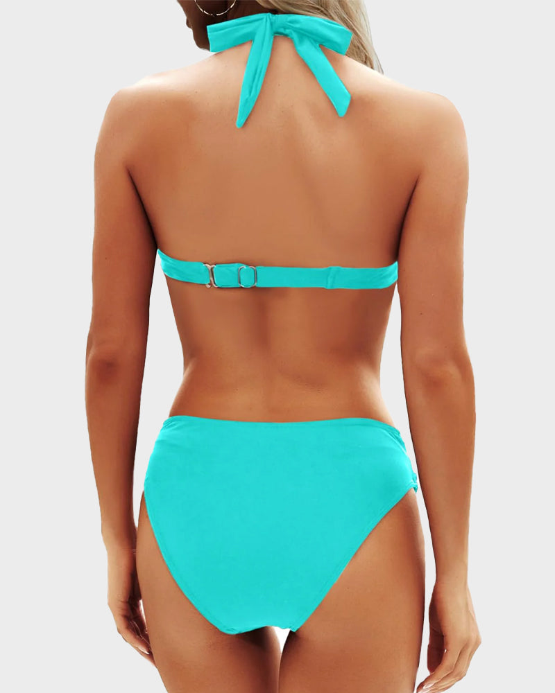 Vintage Boyundan Bağlamalı Bikini Mayo Takımı