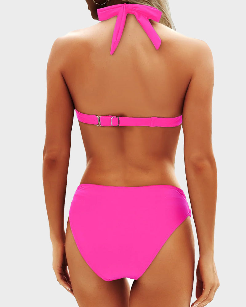 Vintage Boyundan Bağlamalı Bikini Mayo Takımı