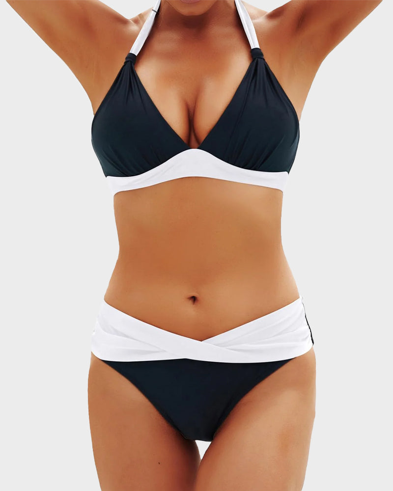Vintage Boyundan Bağlamalı Bikini Mayo Takımı