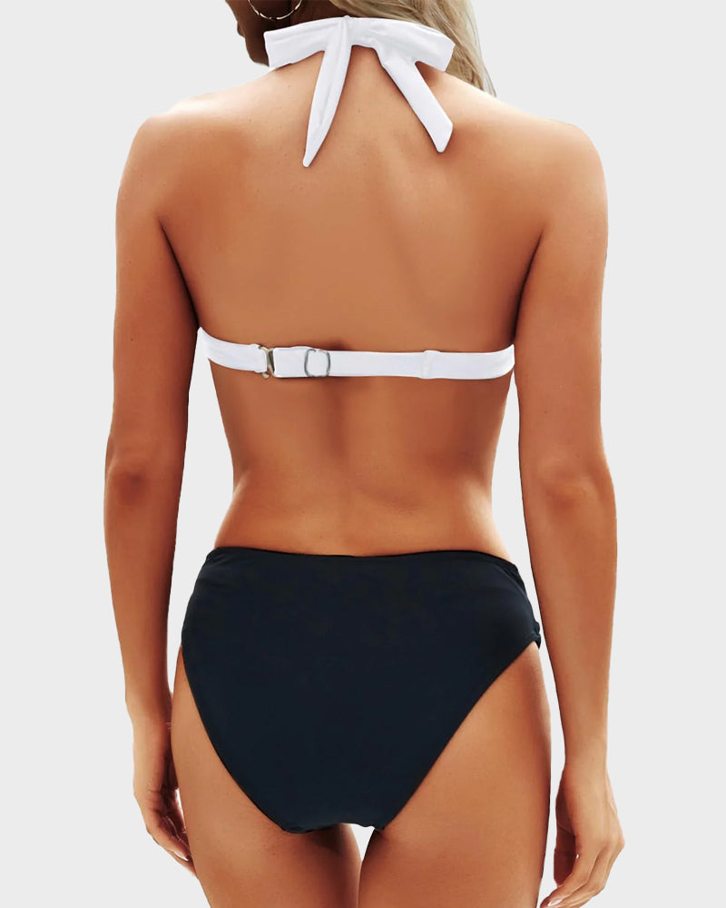 Vintage Boyundan Bağlamalı Bikini Mayo Takımı