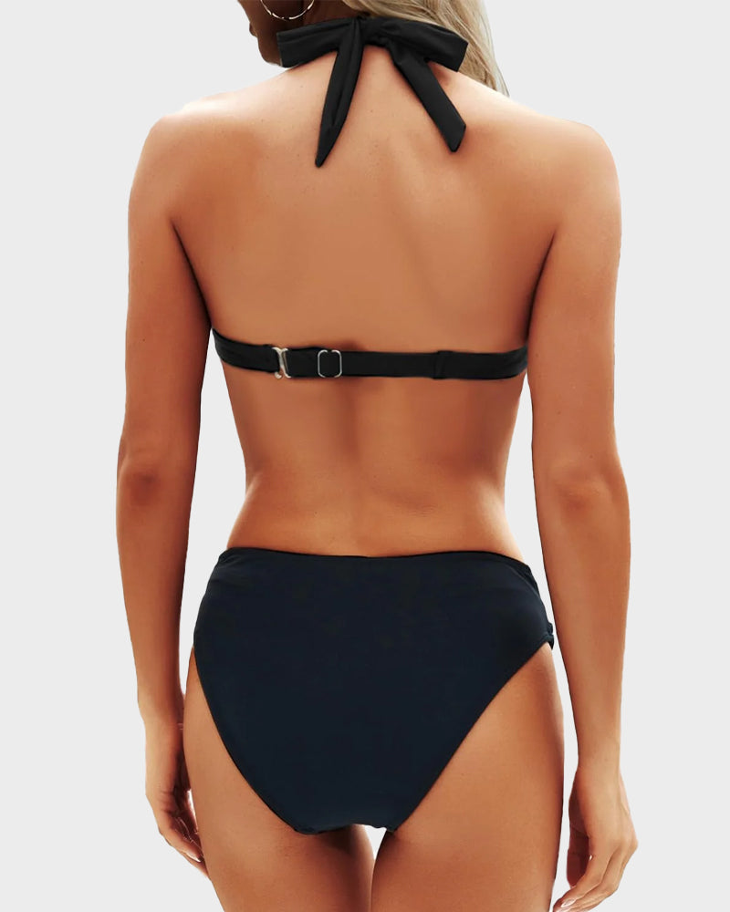 Vintage Boyundan Bağlamalı Bikini Mayo Takımı
