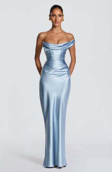 Thalassa Maxi Elbise - Buzul Mavisi