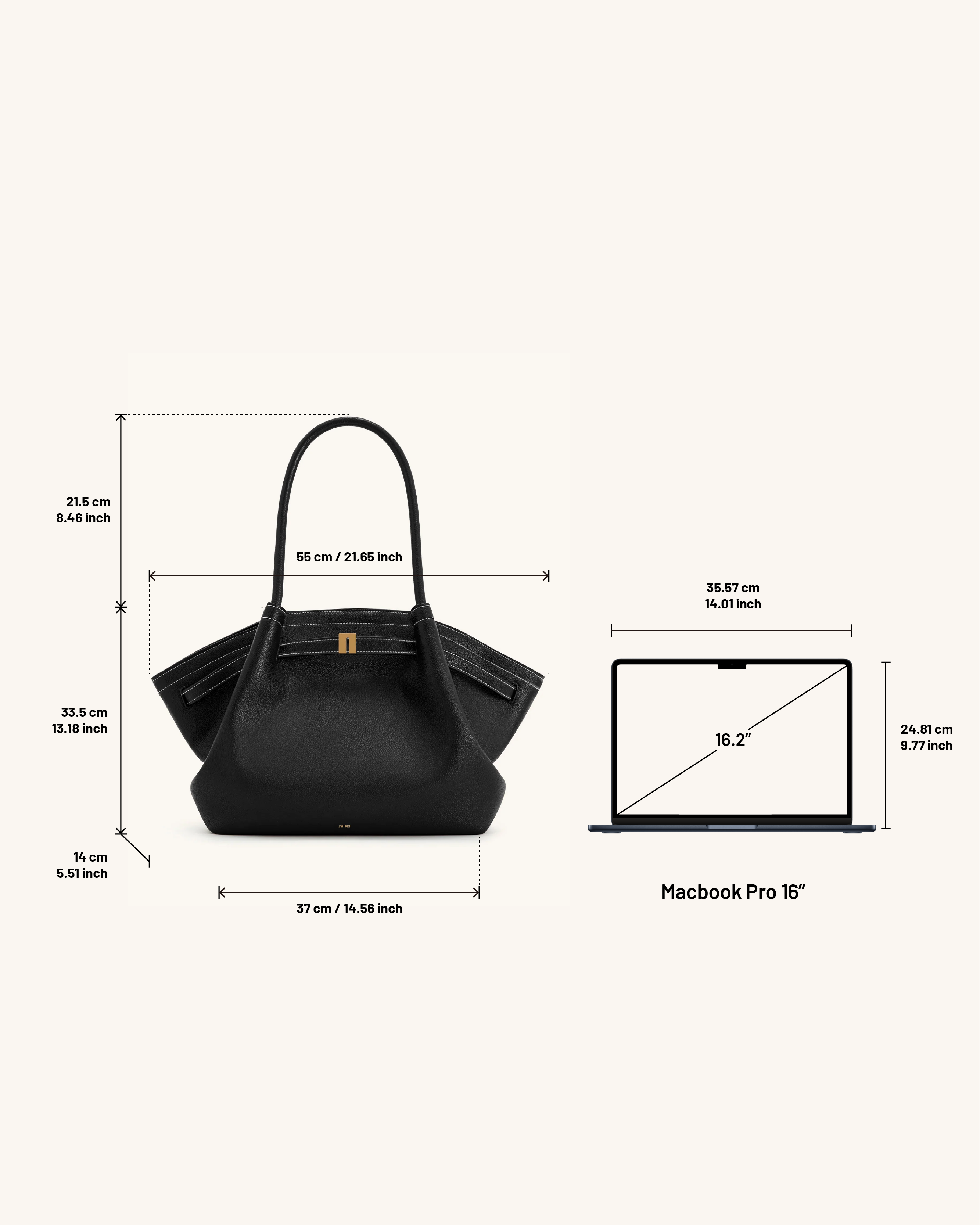 Hana Large Vegan Leather Tote Bag – Black, Shoulder and Handbag