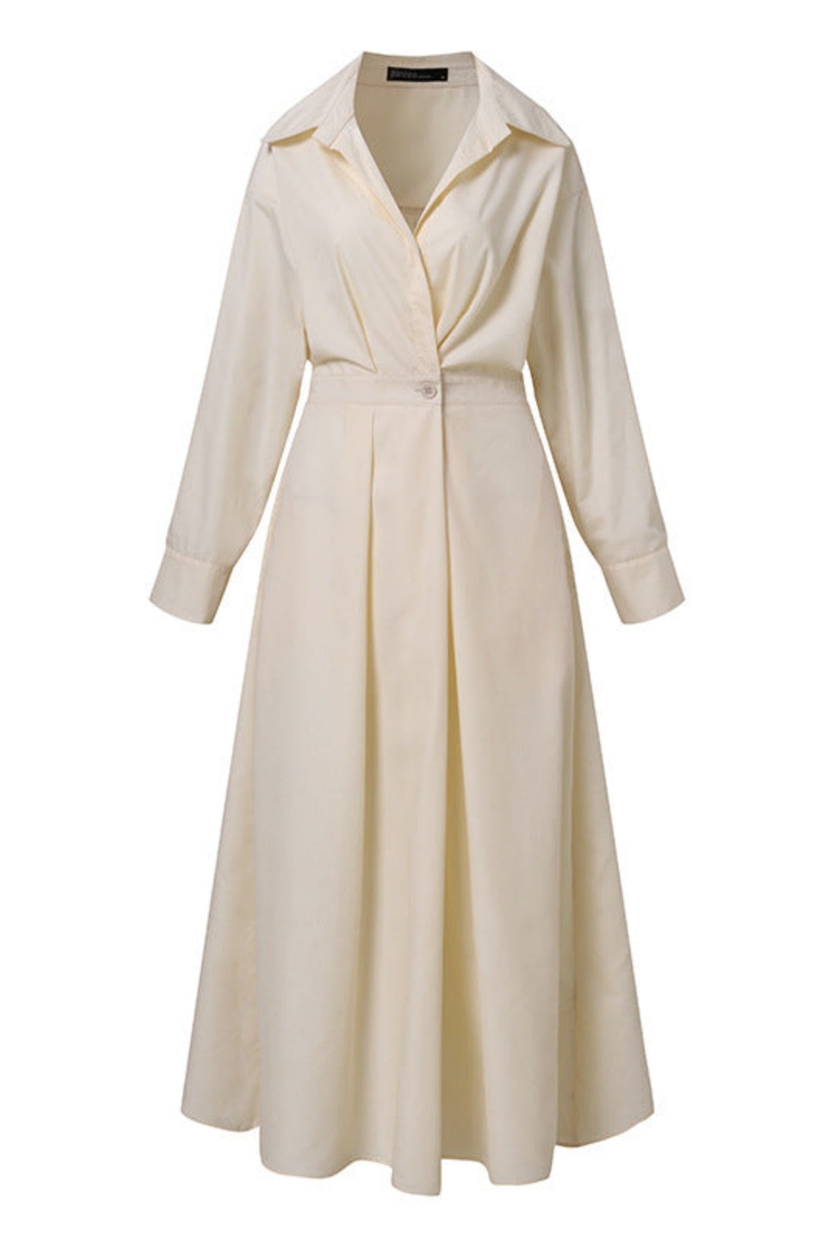 Maxikleid aus Baumwolle mit Peter-Pan-Kragen und Taschen 