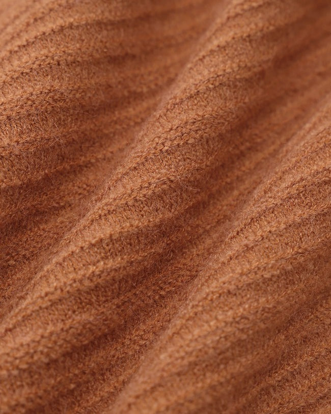 Caramel Buttoned Narrow Slit Cardigan